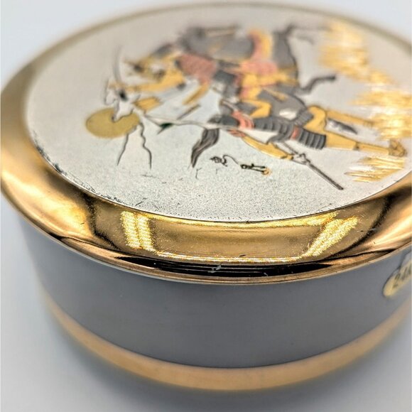 The Art of Chokin 24 kt Gold Edged Trinket Box With Lid, Made in Japan Samurai - Picture 5 of 6